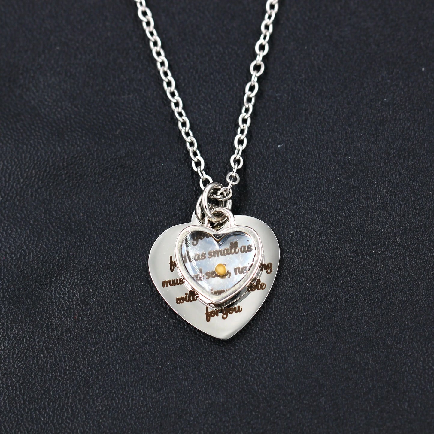 Mustard Seed Faith Necklace, Heart Shape Pendant,