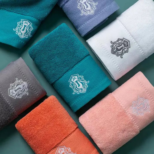 /6Pcs Luxury Embroidery  100% Cotton Towels Set